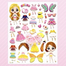 4p코디스티커 스티커북 공주님 4p 여아선물 코디북 4개 유아스티커북 어린이스티커북, 1개, 단일옵션