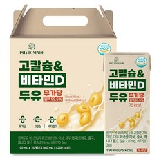 파이토메이드 고칼슘 & 비타민D 무가당 두유, 16개, 190ml