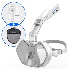 스윔어바웃 프리딥 스노쿨링 마스크 세트 + 안티포그 스프레이, 알파인 화이트