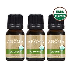 더아로마샵 USDA 유기농 에센셜오일 디퓨저 아로마테라피 숙면 힐링, 3개, 10ml, 시트로넬라 유기농 에센셜오일