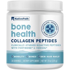 NativePath Bone Health Collagen Peptides Type 1 & 3 with Fortibone and Verisol 7.9 Ounce 30 Se, NativePath Bone Health Collage