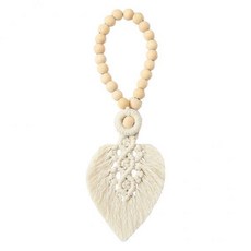 shangren 3x커튼 나무 비즈 로프 타이 백 침실 장식 창 커튼 홀드백 화이트