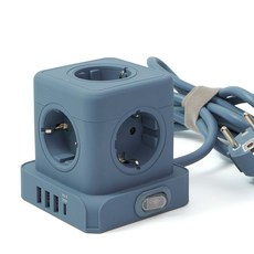 일렉온 큐브 멀티탭 5구 디자인 멀티콘센트 USB C PD 고속충전 절전스위치 ECU-513, 1개, 블루, 1.8m