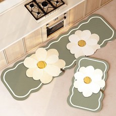 D.S mall포유 PVC 북유럽 데이지 주방 발매트 세트 싱크대매트, PVC 데이지 주방 발매트(세트), A, PVC 데이지 주방 발매트(세트)/A
