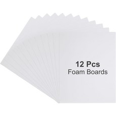 파티킬 12Pcs 폼 보드 100 x 316 5mm 두꺼운 코어 폴리스티렌 매트 시트 양면 포스터 제작 공예 그림 인쇄 예술 흰색, 254 X 203 Mm, 12