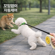 아이노르 반려동물 꼬임방지 길이조절 자동 리드줄, 1개, 옐로우