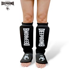 古川小夫 DEEPBOMB 護腳脛 護具 護腿 護脛骨 MMA泰拳立技格鬥 護腳背 踢沙包 跆拳道 護脛 黑白SML, 1個, S