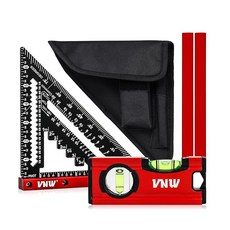 VNW 7인치 서까래 직각자 목수용 연필 포함 1 8인치 정밀 고강도 알루미늄 목공 자 삼각자 측정 레이아웃 도구 검정색 2167253, Black with Bag