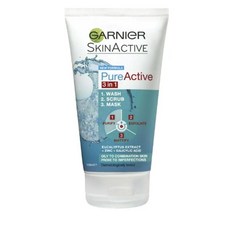 Garnier 가르니에 스킨액티브 퓨어액티브 3 in 1 워시 스크럽 마스크, 2개, 150ml