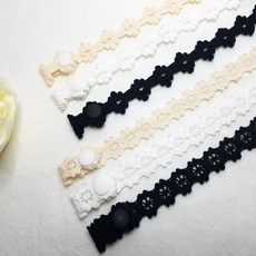 口罩掛繩 6種1組 按扣棉質蕾絲口罩掛繩, 60cm
