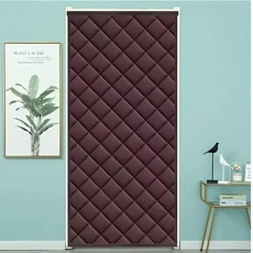 겨울용 코튼 문짝 커튼 육각형 단색 두꺼운 방풍 내한 및 비 천공 커튼, 80x210cm, 01 coffee