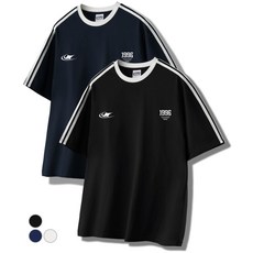 UNTAPPED STUDIO 심볼 오버핏 트랙 반팔 배색 티셔츠 3Color 275847