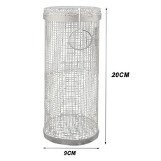 바베큐 바구니 스테인리스 스틸 구르는 그릴 와이어 메쉬 원통형 휴대용 야외 캠핑 받침대, 1개