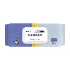 廚房清潔濕巾 80抽 去油污 居家清潔 拋棄式抹布 柔韌耐用 無螢光劑, 1個, 80個裝