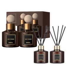 쿤달 차량용디퓨저 75ml 2구 x 디퓨저 200ml 2구, 차량용디퓨저 75ml 2구+디퓨저 200ml 2구, 베이비파우더, 1개