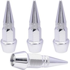 MEAJU 4PCS 스파이크 스타일 타이어 밸브 스템 캡 자동차 SUV 트럭 자전거 오토바이 60MM 및 블랙 를 위한 범용 알루미늄 합금 방진 커버, 4 pcs, 45MM - Silver