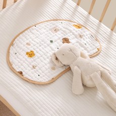 嬰兒雲片枕 針織棉多功能枕巾 0枕高透氣吸濕寶寶枕頭墊, 餅乾小熊