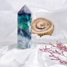 螢石柱 綠紫漸層 紫紺御納戶蛈咁 高透帶彩虹光, 1個