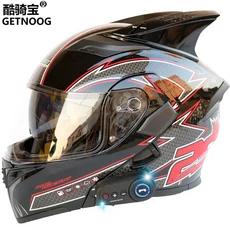 Jiekai 오토바이 풀 헬멧 듀얼 렌즈 블루투스 모토 크로스 안전 DOT 인증 Casco Moto, 04 XXL, 11 A08