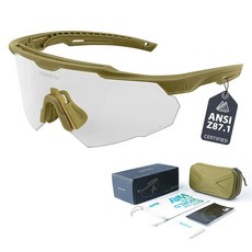 VOZAPOW 슈팅 안경 김 서림 방지 고화질 렌즈 ANSI Z87+ 인증 전술 안전 안경 남성 여성용, 2 A2green Frameclear Lens, A2-clear