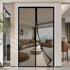 마그네틱 방충망 탈부착형 검은 자기 도어 스크린 유리 섬유 메쉬 보이지 않는 측면 모기장 곤충 방지 비행 여름 실내 그물, 22 100x210cm