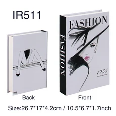 장식을위한 가짜 책 간단한 가짜 책 장식 커피 테이블 추가 거실 장식 파리 뉴욕 런던, 02 Open, 16 IR511