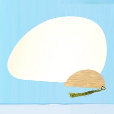조개 평부채 손잡이가 큰 대나무 여름 만들기 부채꾸미기 캘리그라피 단오 민화, 10개, 화이트