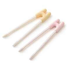 탁가온 유아 2단계 교정젓가락, 1세트, 옐로우/핑크