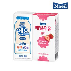 매일유업 헬로엔요 플레인 200ml 24팩 + 멸균 매일우유 딸기 24팩, 1세트