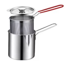 가정용 미니 튀김기 냄비 돈까스 튀김 핫도그 소형 기본형, C. 세트 튀김기 뚜껑