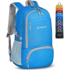 Zomake 접이식 백팩 30L 대용량 Pocketable 경량 방수 컴팩트 야외 Hiking 여행용 남성용 and 여성 블랙 캐주얼 백 그외 각종 624364, 블루 (라이트), 1개