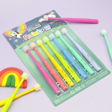 메가텐 유아 아기 키즈 리뉴얼 360도 칫솔 7가지 컬러 1단계 레인보우 패키지, 레인보우 컬러, 1개, 7개입