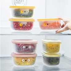 냉장고 냉동실 사각 정리 밀폐용기 반찬통 투명 식품 보관용기 3p세트, 6개, 1세트