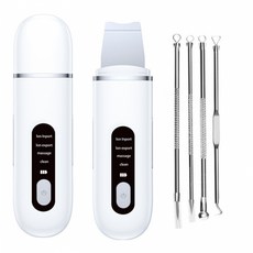 DFMEI 鏟皮機超聲波鏟皮儀導入儀美容儀潔面儀去黑頭儀鏟皮機黑頭鏟, 1個, HY101鏟皮機+銀色粉刺針:英文款