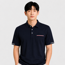 무심반달 남성 여름 데일리 출근룩 카라티 반팔 티셔츠 그레이 네이비 2컬러