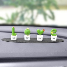 DFMEI 車載擺件個車內裝飾品可愛女網紅汽車臺漂亮搖頭小植物, 1個, LOEV仙人掌+防滑墊:如圖