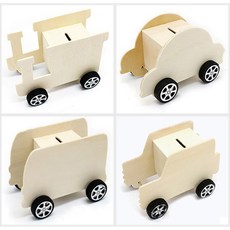 나무저금통 20종 꾸미기 재료모음 (목공예DIY), 나무자동차(탈것)랜덤배송, 1개