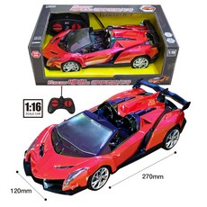 베네노컨버터블 RC카 1:16 무선조종 오픈카 고광택스포츠카 람보르기니, 1개, 레드