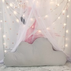 可愛皇冠床頭大靠背兒童公主臥室床上少女靠枕頭, 素色 雲朵 灰色90*40cm(現貨
