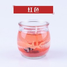 海洋果凍蠟燭 玻璃杯 燭光佈置, 1個, 環球杯（紅色）