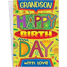 Chuck's Card-O-Rama - 손자를 위한 생일 카드 - 시카고산 - 우수한 카드 스톡 봉투 포함 - 완벽한 사이즈: 넉넉한 25.4cm x 19.9cm(10x2.54, Chuck's Card-O-Rama - 손자를 위한 생