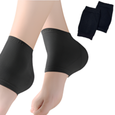 발 뒤꿈치 실리콘 패드 보습 양말 블랙, 10g, 1개, 2개입