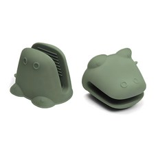 Pia 止滑鱷魚造型矽膠防燙手套, 卡其色, 2個