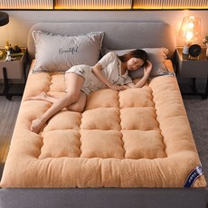 캐시미어 무광 극세사 두꺼운 여름 침대 바닥용 매트리스 패드 이불, C.베이지