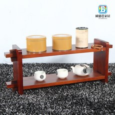 實木小博古架茶壺架多寶閣展示架置物架茶托中式 茶杯架 置物架 【歐戀芭】, 1個, 二層(60*14*24)咖色