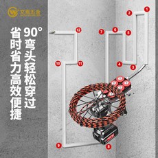 穿線機 穿線機 穿線神器 萬能電工穿線管 拉線 放線 引線 拽線 串線器 全自動, 1個, 鋰電穿線機+15米引線+送30米引線,【10節電池】一電一充