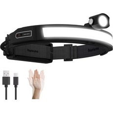 울티마 2025 뉴 230° 와이드 빔 헤드램프 – 1600 루멘 330피트 원거리 스팟 5000mAh USB-C 충전 배터리 모션 센서 방수 LED 캠핑 작업 달리기용, 그림자 검정