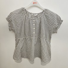 [소이주니어] 면혼방 체크 셔링 반팔 블라우스 26m5651be 여아/주니어용 여름신상품