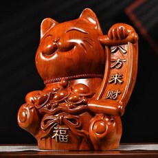 黑檀木 花梨木 招財貓 擺件 整木精雕, 如圖所示, 1個