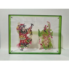 皮影 關公 鍾馗 牛皮雕刻 手工上色 高23cm, 如圖所示, 1個